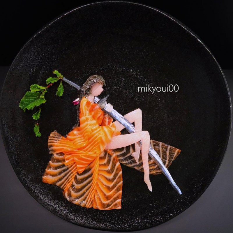 Arte com comida japonesa por @mikyoui0