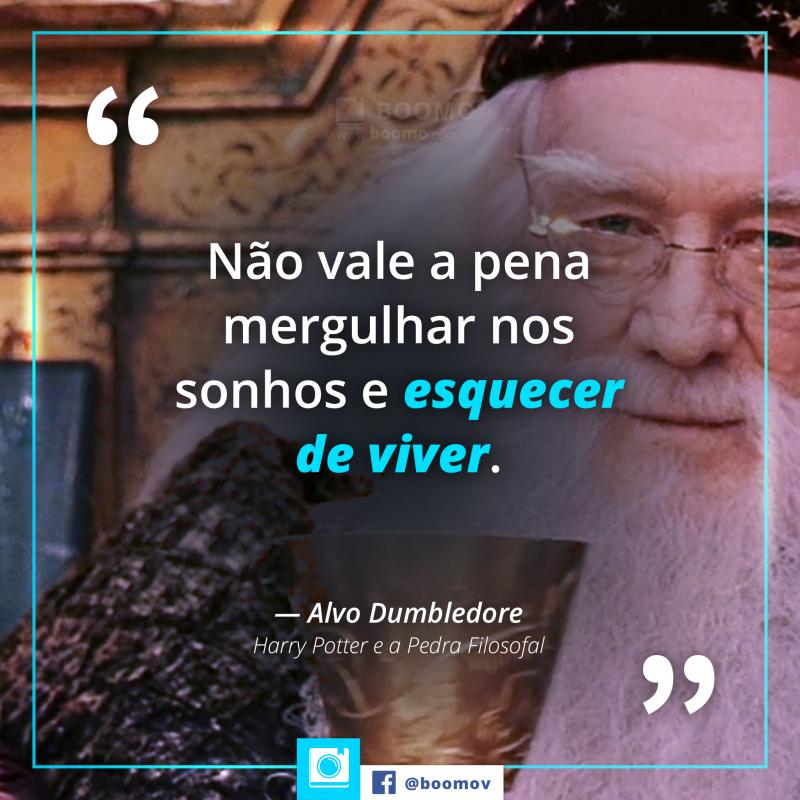 NÃ£o vale a pena mergulhar nos sonhos e esquecer de viver.  â€” Alvo Dumbledore. Harry Potter e a Pedra Filosofal.