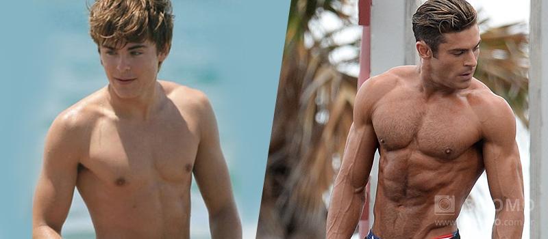 Zac Efron, Baywatch, antes e depois.
